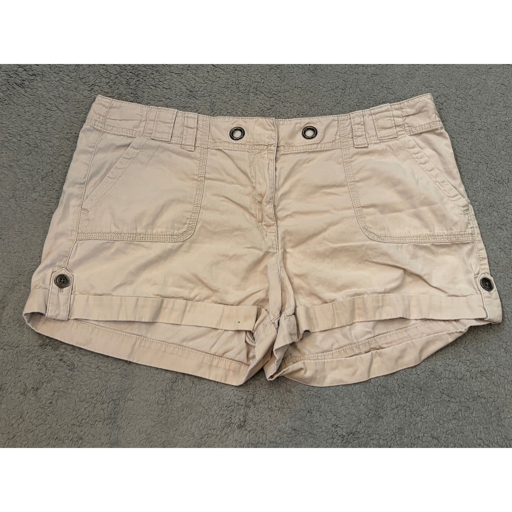 Ann Taylor LOFT Womens Khaki Shorts Tan Original Fit Cuffed Size 12 Utility